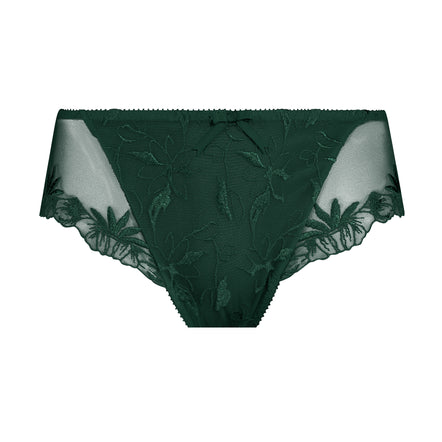 Green lace underwear on a white background
