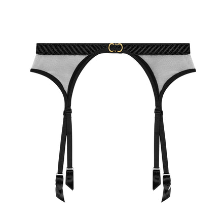 Navy Blue Satin Garter Belt With 4 Straps & Black Lace Made In France, Adjustable & Elegant Navy Blue Satin Garter Belt With 4 Straps & Black Lace Made In France, Adjustable & Elegant