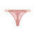 Pink lace thong on a white background