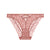 Pink lace thong on a white background
