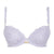 Light purple bra with lace details on a white background
