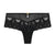 Black lace thong on a white background