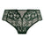 Green lace underwear with floral patterns on a white background