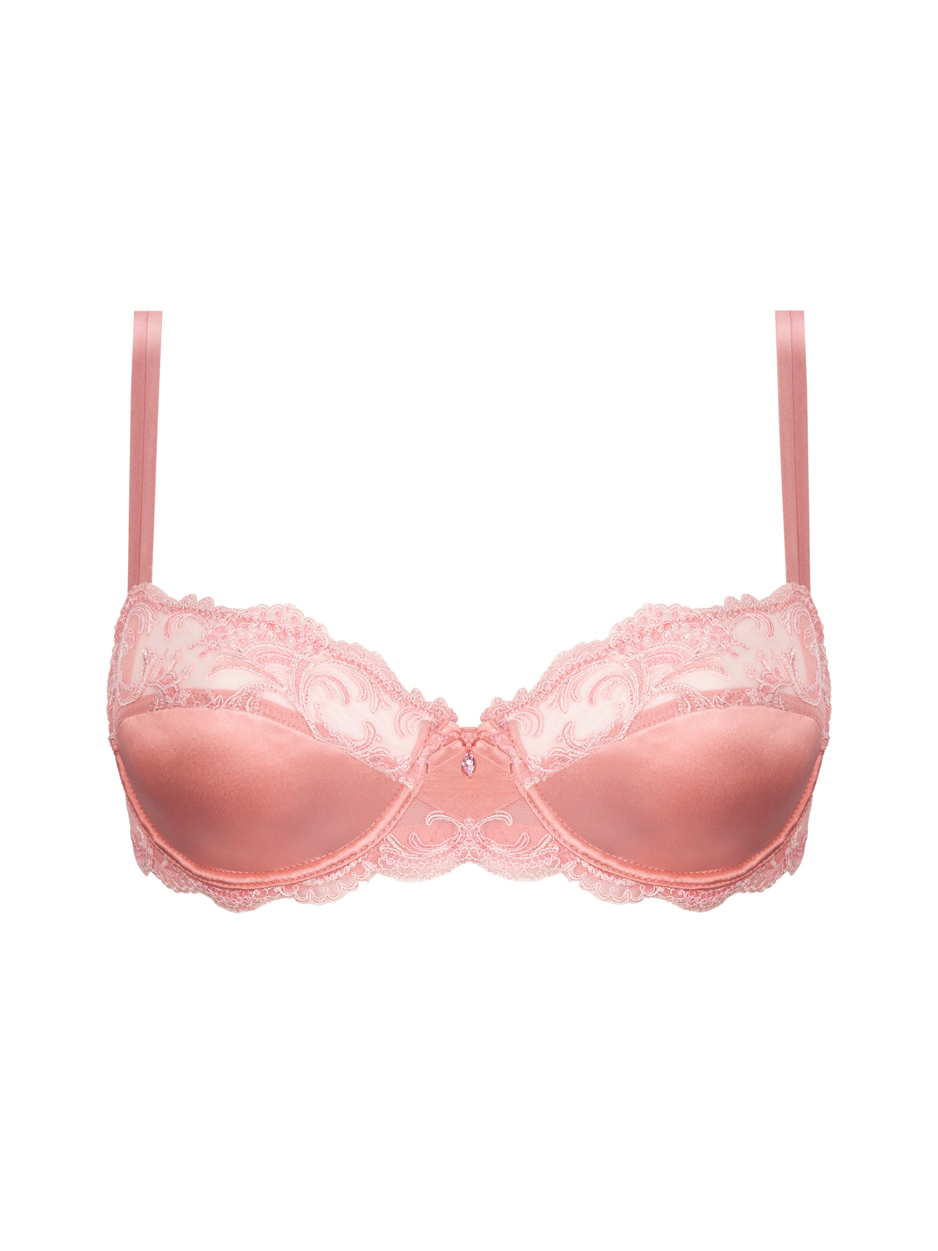 Rosalind Satin Half Cup With Lace Trim Bra - Fredericks of