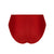 A pair of solid red high-waisted bikini bottoms shown flat against a solid white background.