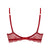 Red lace underwire bra with adjustable shoulder straps, shown flat against a solid white background.