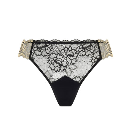 Black lace lingerie set on a white background