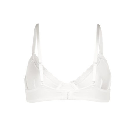 White bra cotton with thin straps on a white background