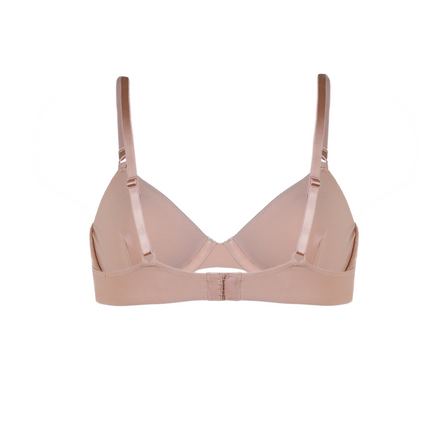 Bikini set with a blush pink top and bottom on a white background