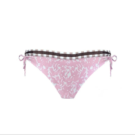 Pink floral bikini set on a white background