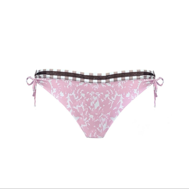 Pink floral bikini set on a white background