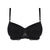 Black bra with lace details on a white background