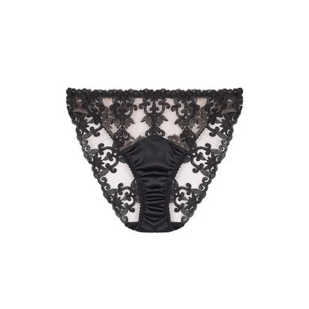 Black lace underwear on a white background