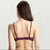 A woman shown from the back wearing a matching burgundy mesh lingerie set against a light gray studio background.