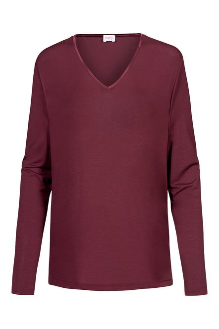 Maroon long-sleeve shirt on a white background