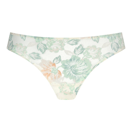 Floral-patterned bikini bottom on a white background