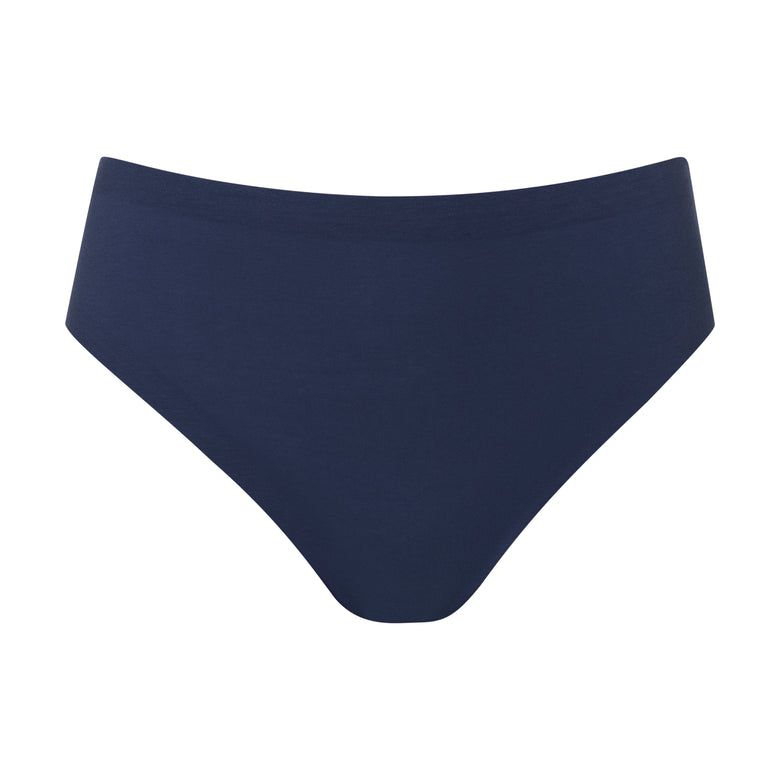 Navy blue bikini bottom on a white background