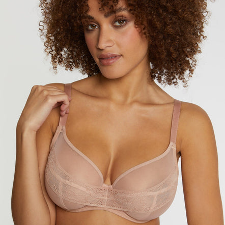 Buy Latte Nude Recycled Lace Full Cup Comfort Bra - 32E, Bras