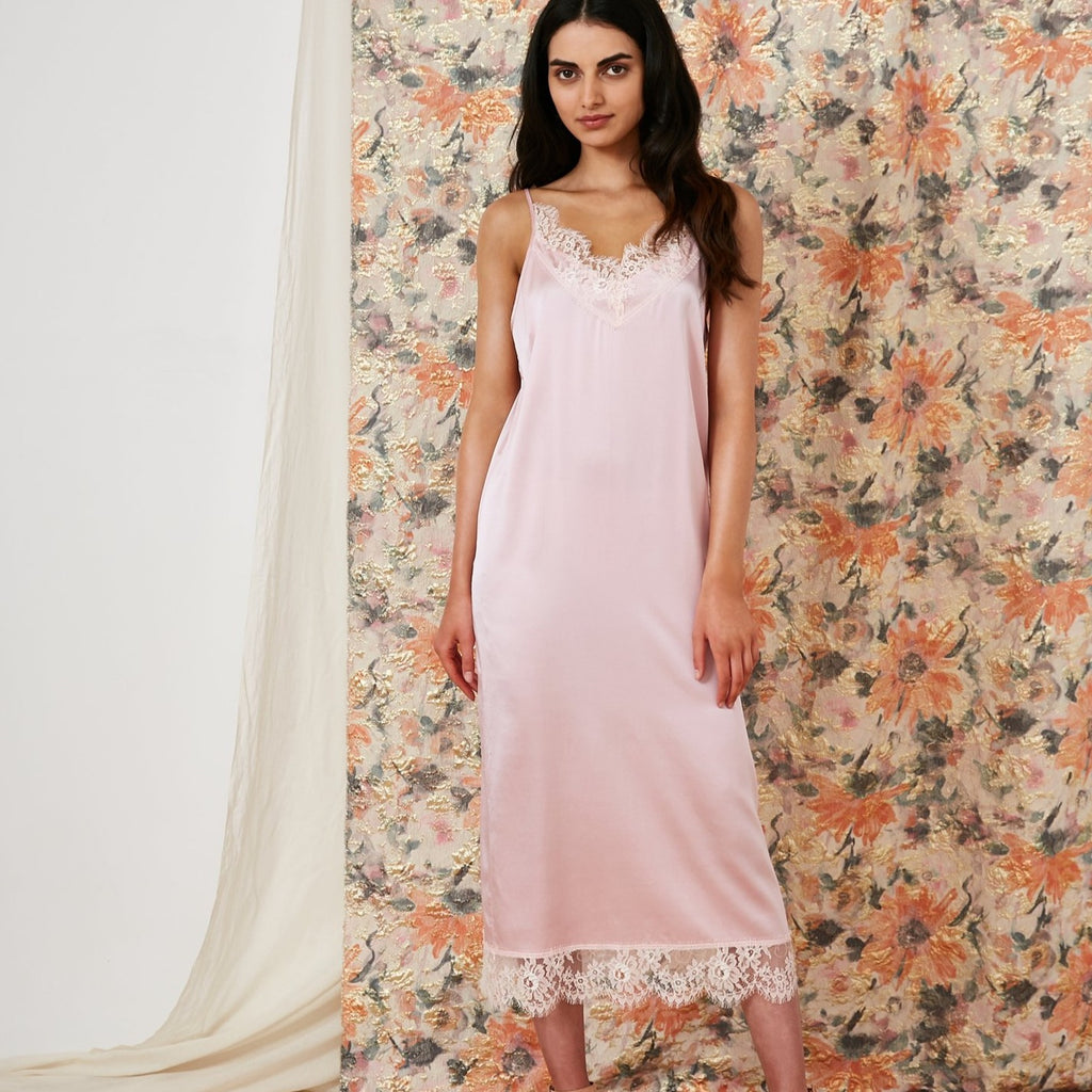 Parasol Rose Lana Midi Silk Night Dress