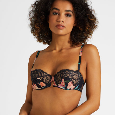 Women's Belle Floral Lace Balcony Bra with Underwire Demi