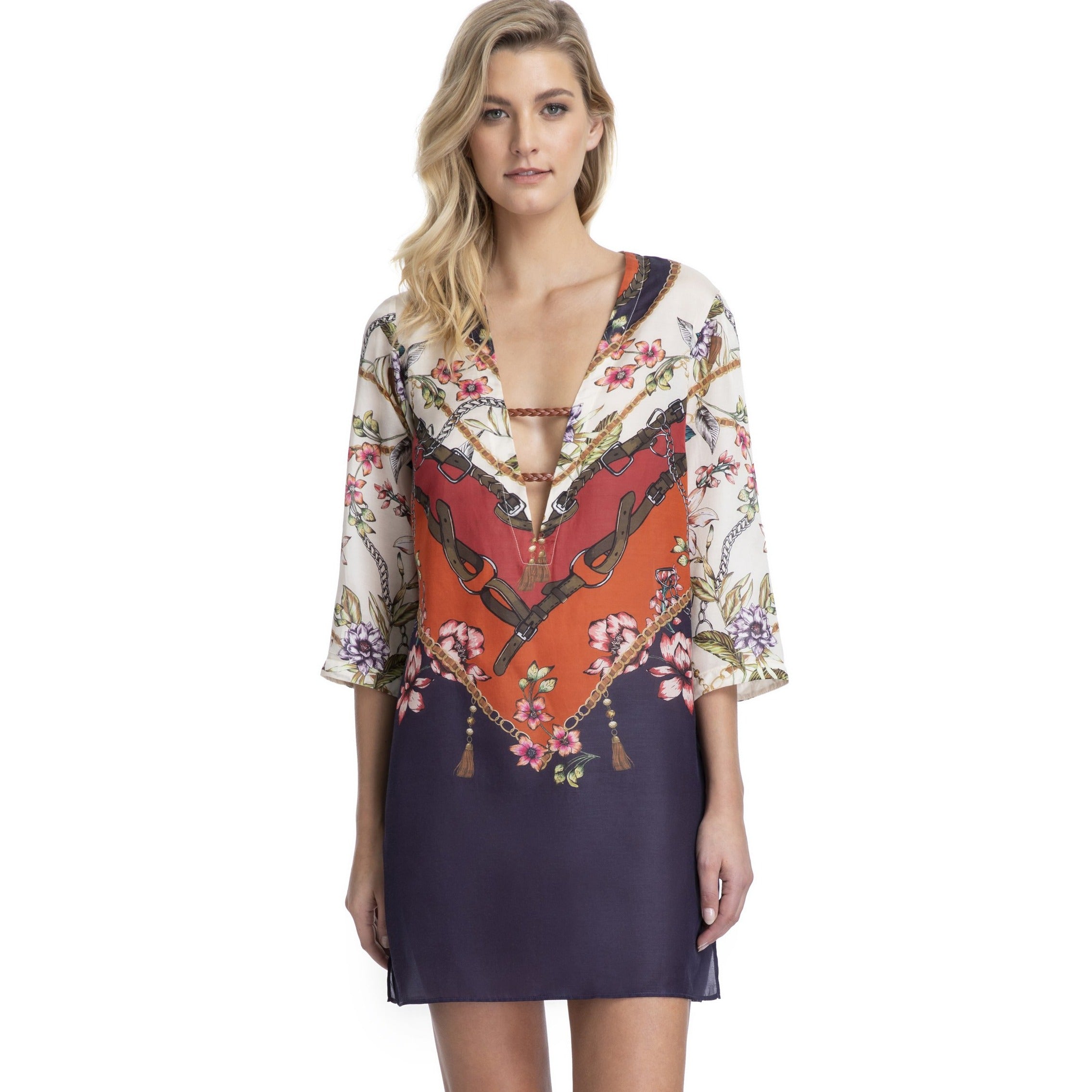 Marine Silk & Cotton Beach Dress