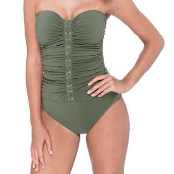 Moto Padded Strapless Swimsuit