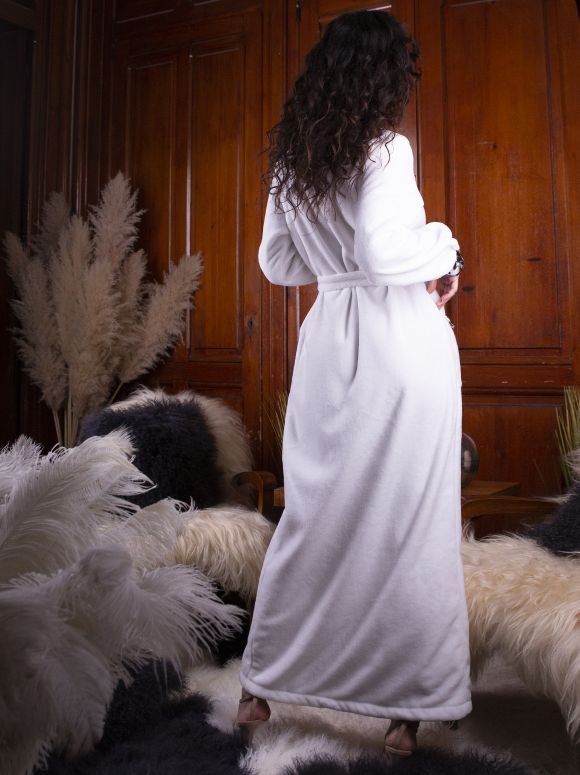 Marjolaine Nurah Fleece & Silk Long Robe